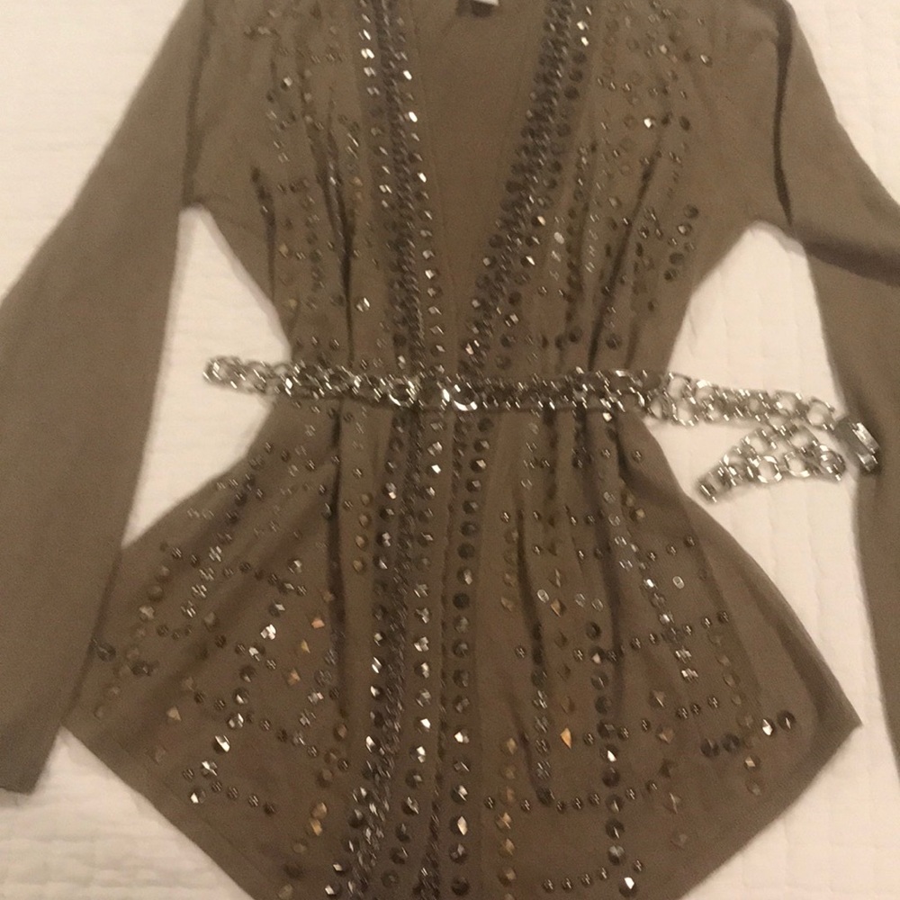 NWT stunning soft studs beaded sweater
